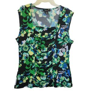 Style & Co Tank Floral Dressy Ruched Ruffled XL Colorful Classic lined stretch